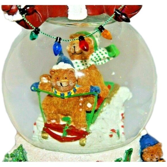 San Francisco Music Box Company Water Globe Santa Teddy Bear Rare - Picture 4 of 10